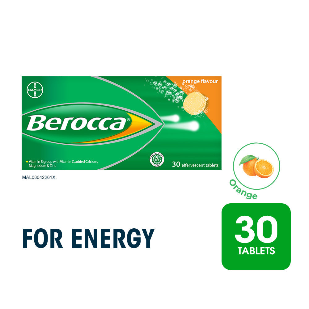 Berocca Effervescent Vitamin C Orange 30s | Helps Reduce Tiredness and Fatigue