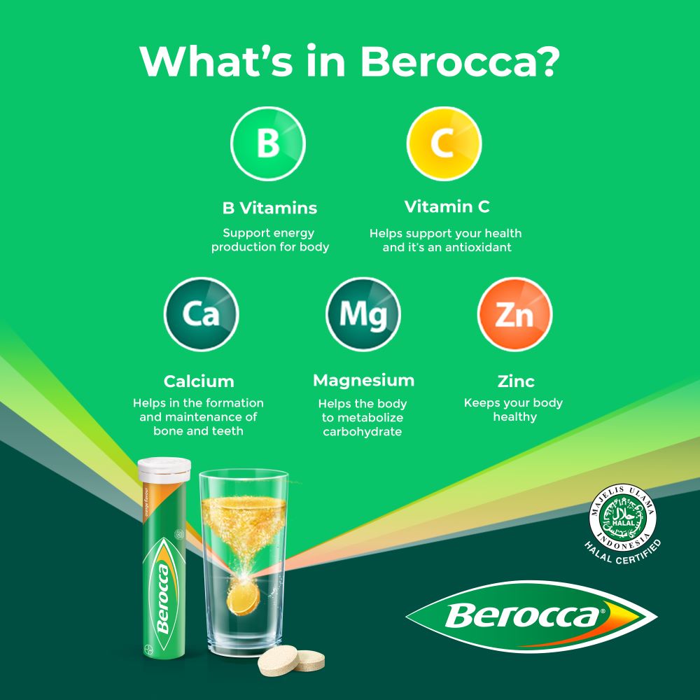 Berocca Effervescent Vitamin C Orange 30s | Helps Reduce Tiredness and Fatigue