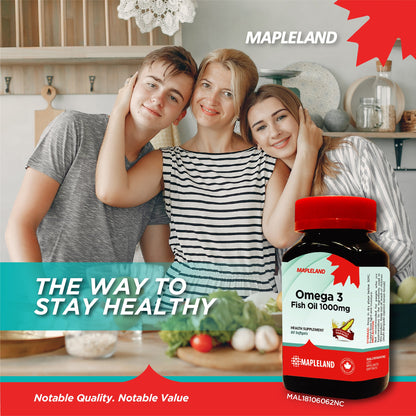 Mapleland Omega 3 Fish Oil 1000mg 60s | Contains 180mg EPA & 120mg DHA