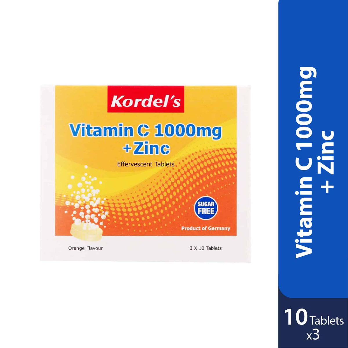Kordels Vitamin C 1000mg + Zinc Effervescent (Orange) 3x10s | For Immunity