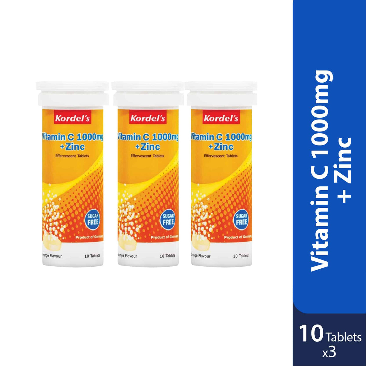 Kordels Vitamin C 1000mg + Zinc Effervescent (Orange) 3x10s | For Immunity