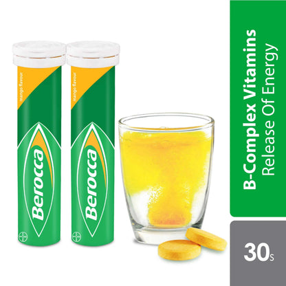 Berocca Performance Mango Effervescent Tablets with Vitamin C 30s | Helps Reduce Tiredness and Fatigue
