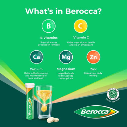 Berocca Performance Mango Effervescent Tablets with Vitamin C 30s | Helps Reduce Tiredness and Fatigue