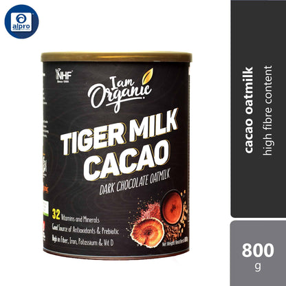 NHF I Am Organic Oatmilk Tiger Milk Cacao (Dark Chocolate Oatmilk) 800g | High in Fiber, Iron, Potassium & Vitamin D
