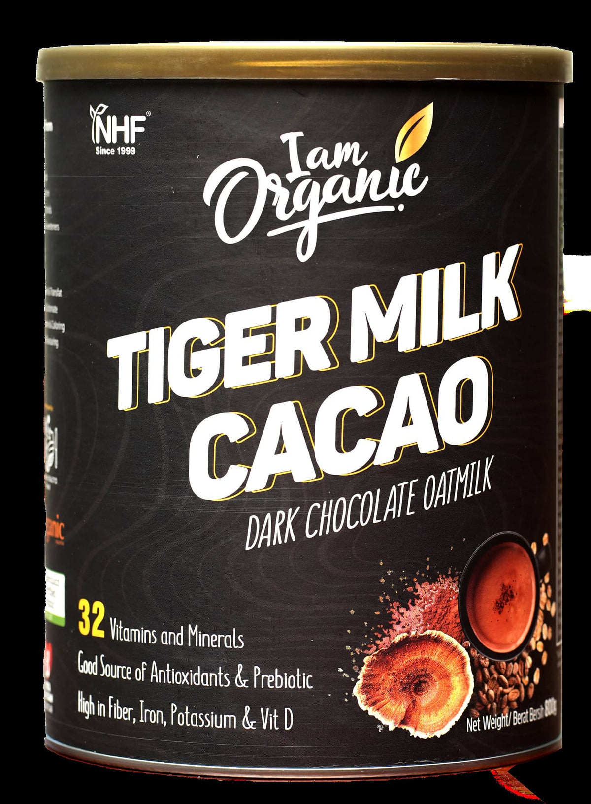 NHF I Am Organic Oatmilk Tiger Milk Cacao (Dark Chocolate Oatmilk) 800g | High in Fiber, Iron, Potassium & Vitamin D