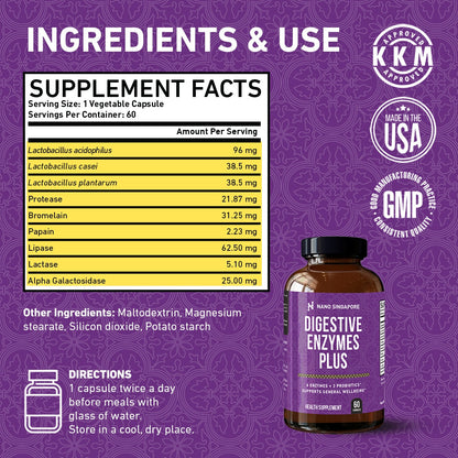 Nano Singapore Digestive Enzymes Formula 60s | May Relief Stomach Discomfort