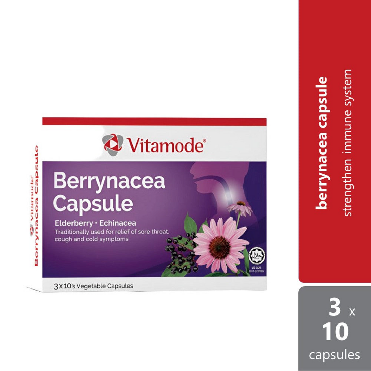 Vitamode Berrynacea Cap 3x10s | Relief of Sore Throat and Cold Symptoms
