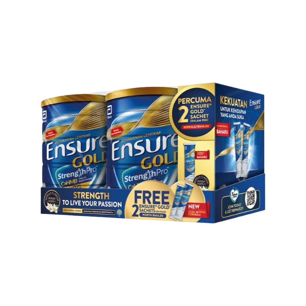 Abbott Ensure Gold Vanilla 800g x2 FOC 2 Sachets | Complete Nutrition