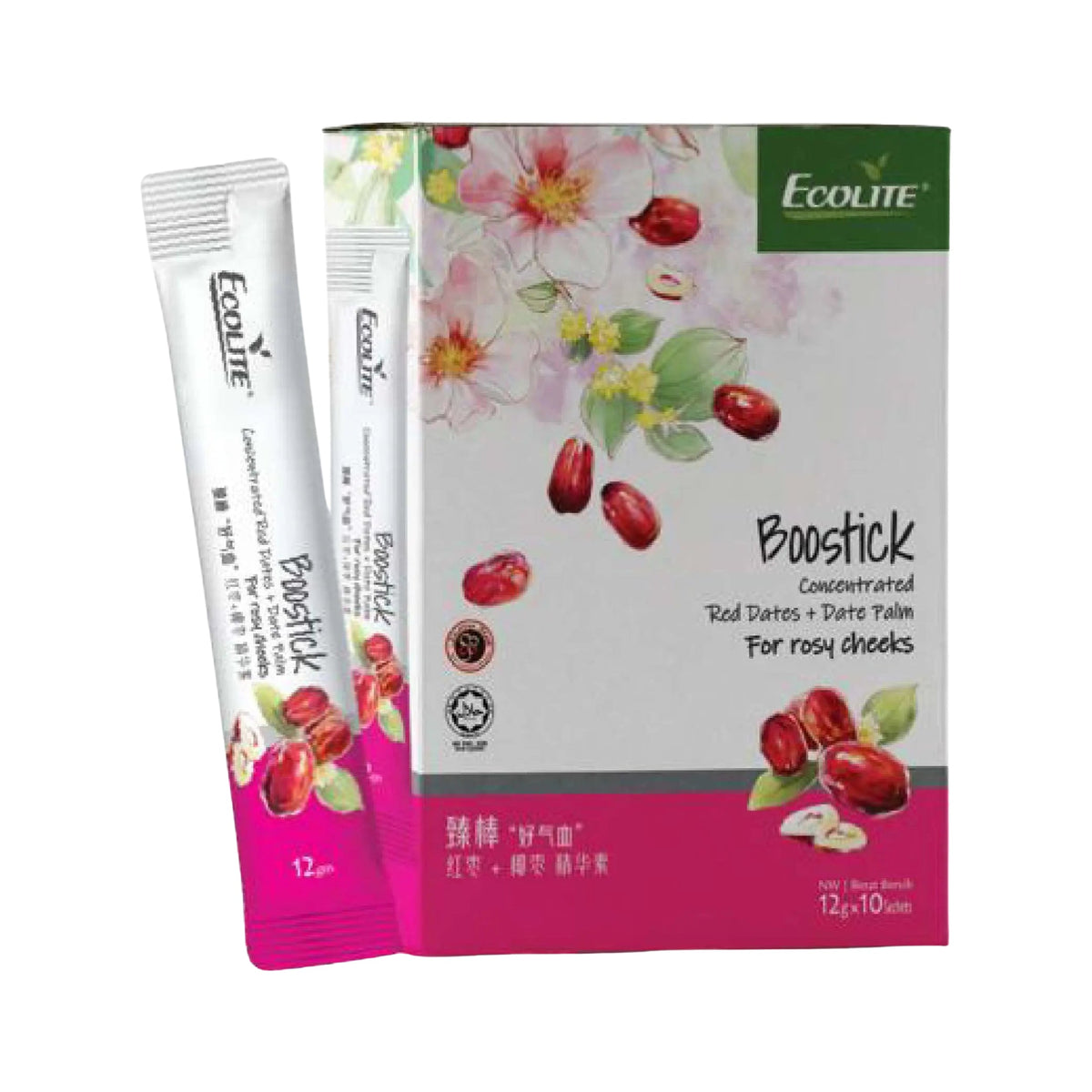 Ecolite Boostick Red Dates + Date Palm For Good Rosy Cheeks 10x12g